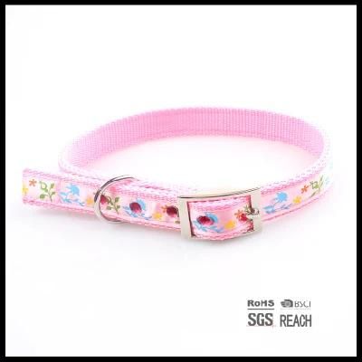 High Quality Pink Belt Buckle Dog Collar with Eyelet