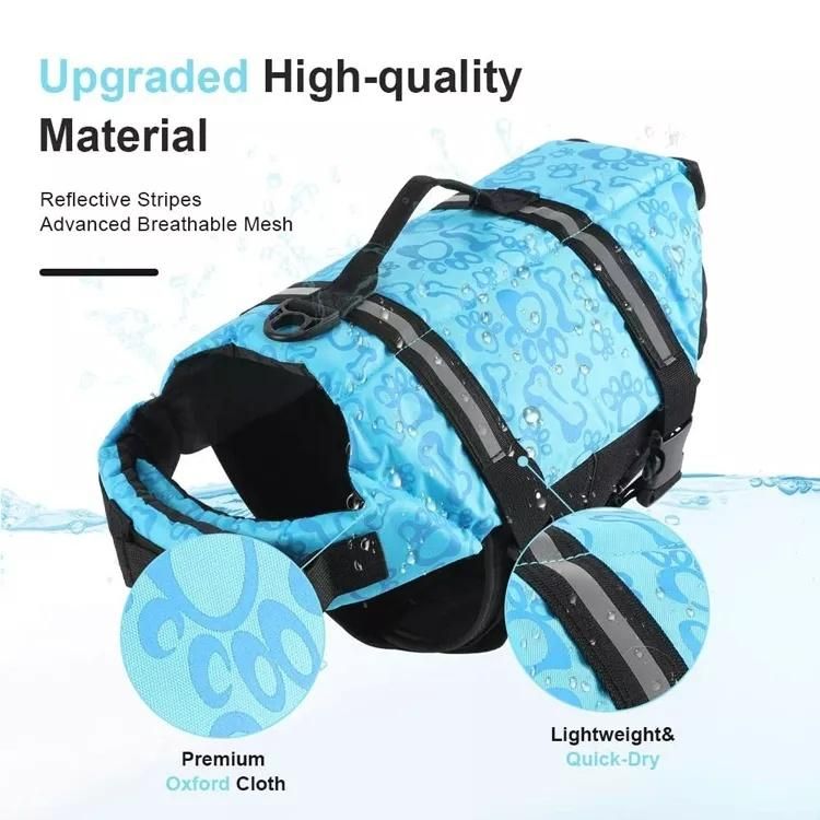 Dog Life Jackets Reflective Adjustable Preserver Vest for Swimming