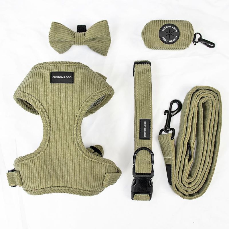 Corduroy Dog Harness Set Mesh Adjustable Pet Harness