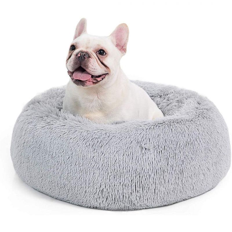 Plush Donut Pet Bed, Dog Bed Warm Kennel Puppy Sofa, with Soft Cushion Round Cave Bed Pet Cat Bed for Cats and Small Dogs, Anti-Slip Bottom, Machine Washable
