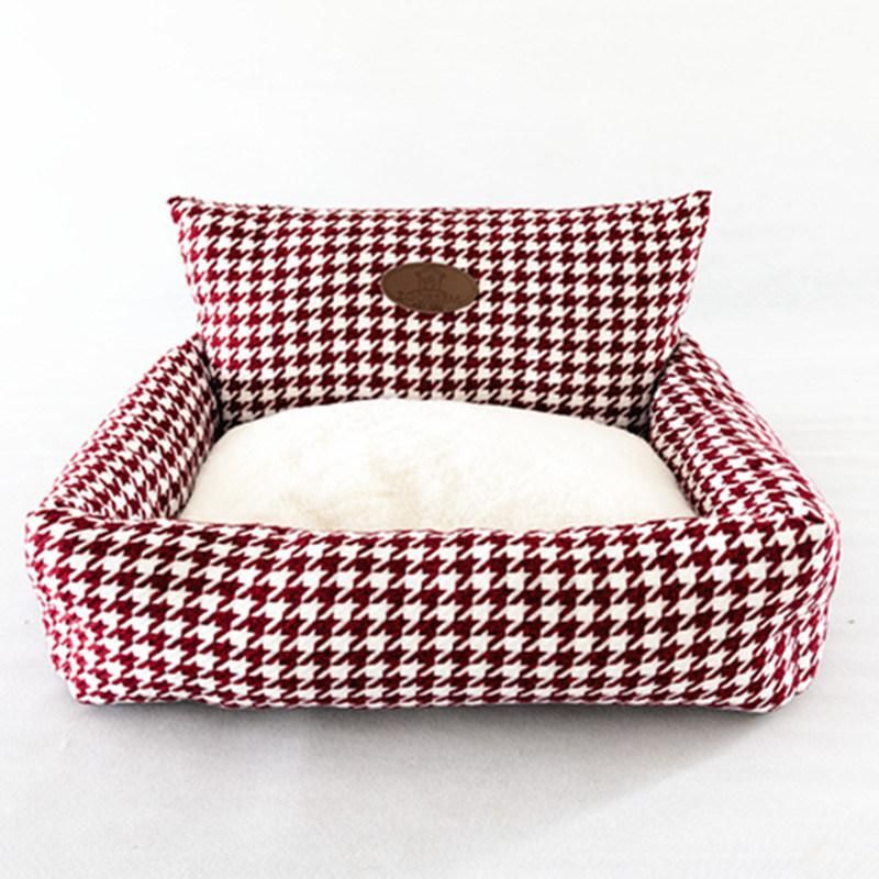 Rectangle Cat Dog Cushion Bed Faux Fur Plush Ultra Soft Rectangle Dog Bed Warm Washable Plush Luxury Dog Bed