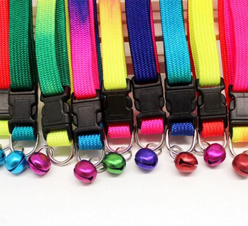 Wholesale Designer Dual Color Dog Collars Cute Adjustable Colorful Pet Dog Cat Collars with Breakaway Bells Double Color Pet Collar for Kitty Puppy