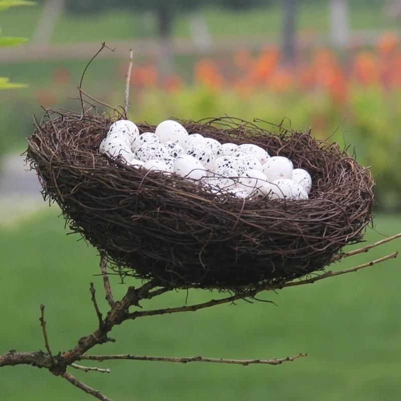 Rattan Simulation Bird Nest Bed with Egg Handmade Bird House