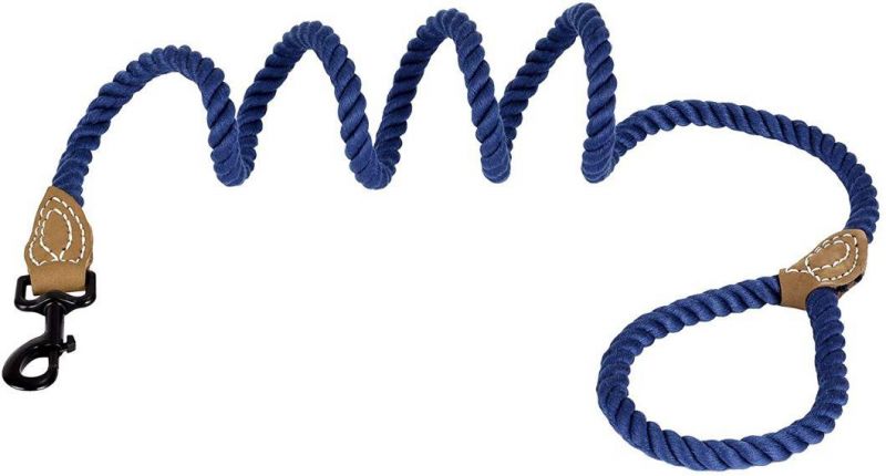 Braided Cotton Rope Leash with Leather Tailor Handle