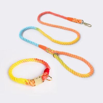 Wholesale Ombre Dog Leash Durable Dog Rope Leash Colorful Dog Collar and Leash Set