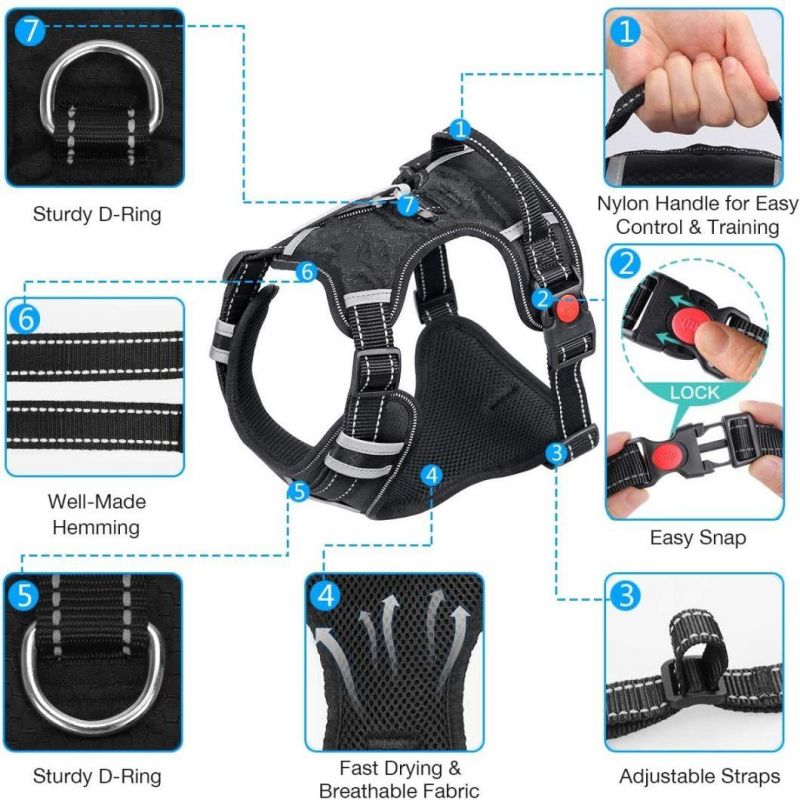 Big Dog Harness No Pull Adjustable Pet Reflective Oxford Soft Vest