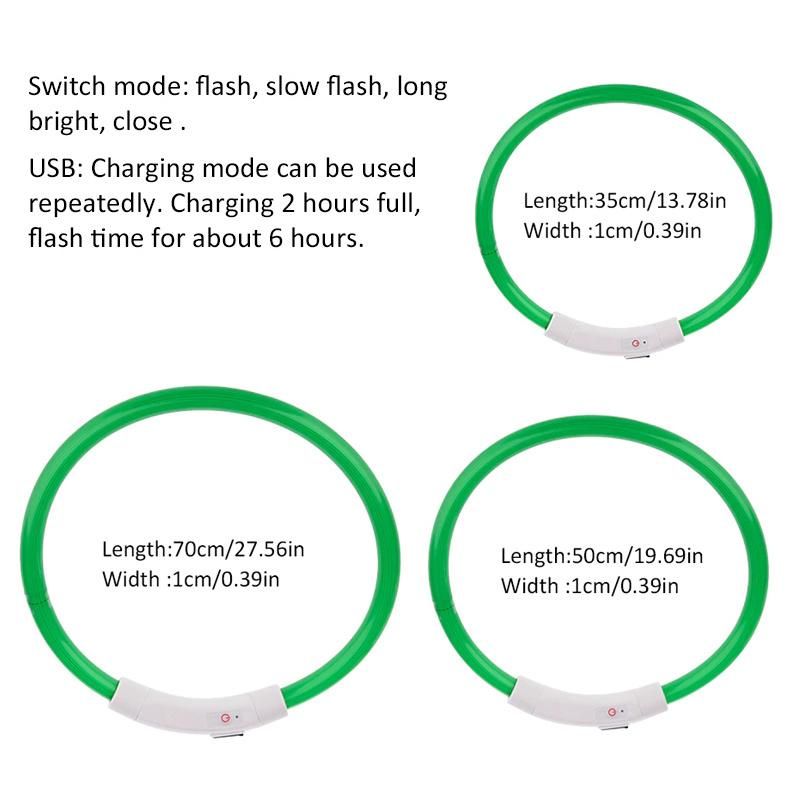 USB Charging Pet Collar LED Tube Flashing Night Dog Collars Glowing Safety Pets Collar