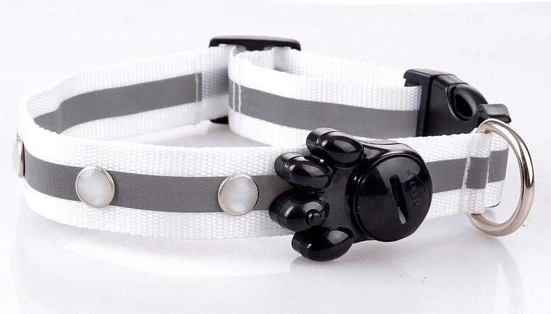 Nylon Lamp with LED Pet Collar Gem Light Dog Collar Reflective Strip Collar