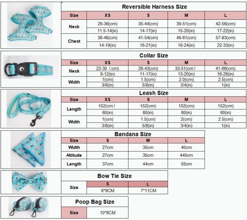 Manufacturer Custom Fashion Adjustable Pet Collar and Leash Harness Pet Accessories