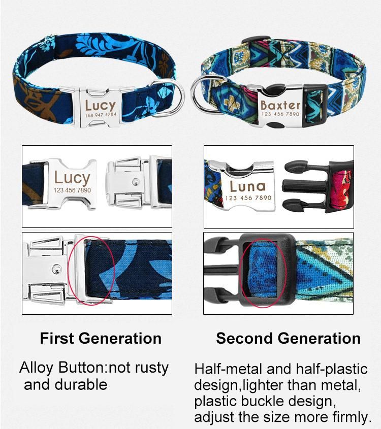 Customized New Arrival Polyester Dog Collar Luxury Designer Fashion Pattern Reflective Wide Pet Dog Bark Collar