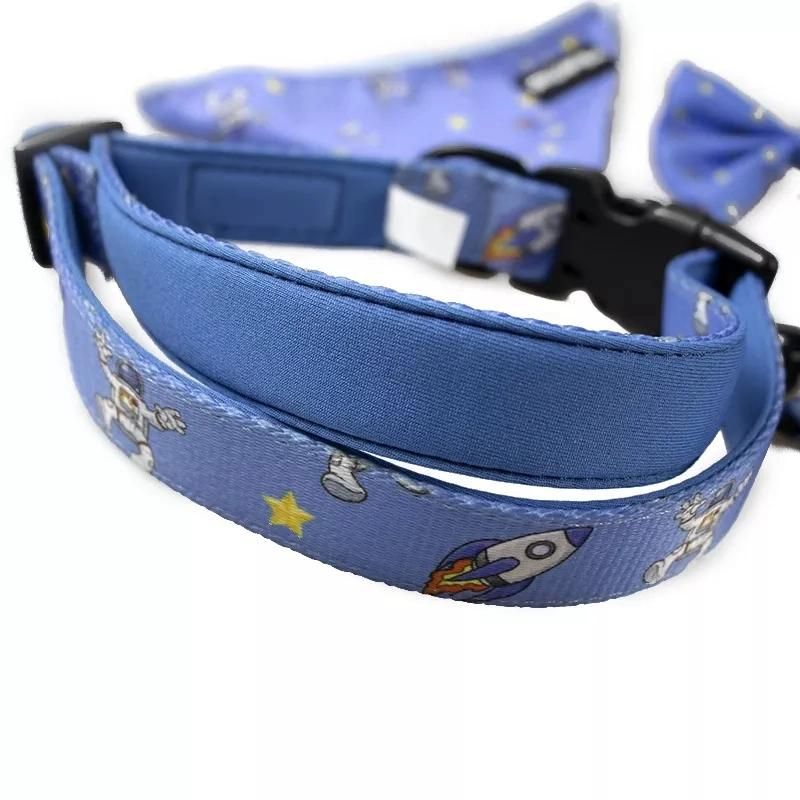 Hot Sale Neck Adjustable Sublimation Patterns Soft Neoprene Padding Dog Harness Collar Lead