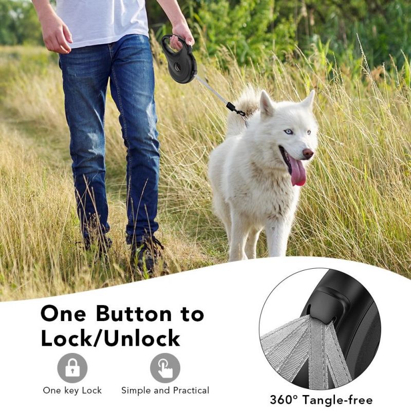 Custom Heavy Duty Extra Extendable Pet Repairable Nylon Walking Retractable Dog Leash for Large Medium Small Breeds
