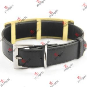 Large Design Black Leather Dog Collar for Pet Accessories (PC15121410)