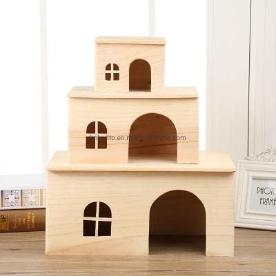 Small Animals natural wooden chewing toys Wood Hamster House Cage rabbit hutch