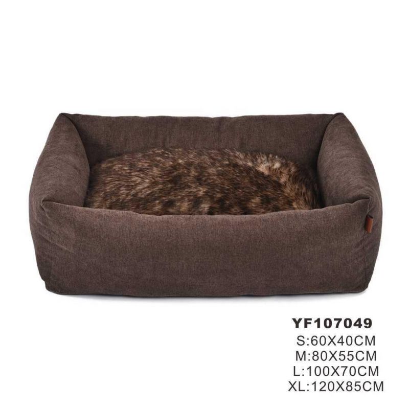 Comforable Warm Worsted Fabric Plush Long Fur Pet Dog Bed
