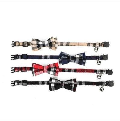 Rope Collars Custom Adjustable Dog Collar Cotton Personalized Plaid Wtth Bow Pet Collars