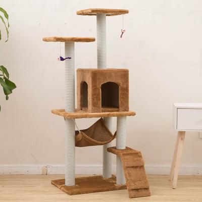Large Cat Tree Cat Tower with Fluffy Mouse Toy Tall Scratching Post