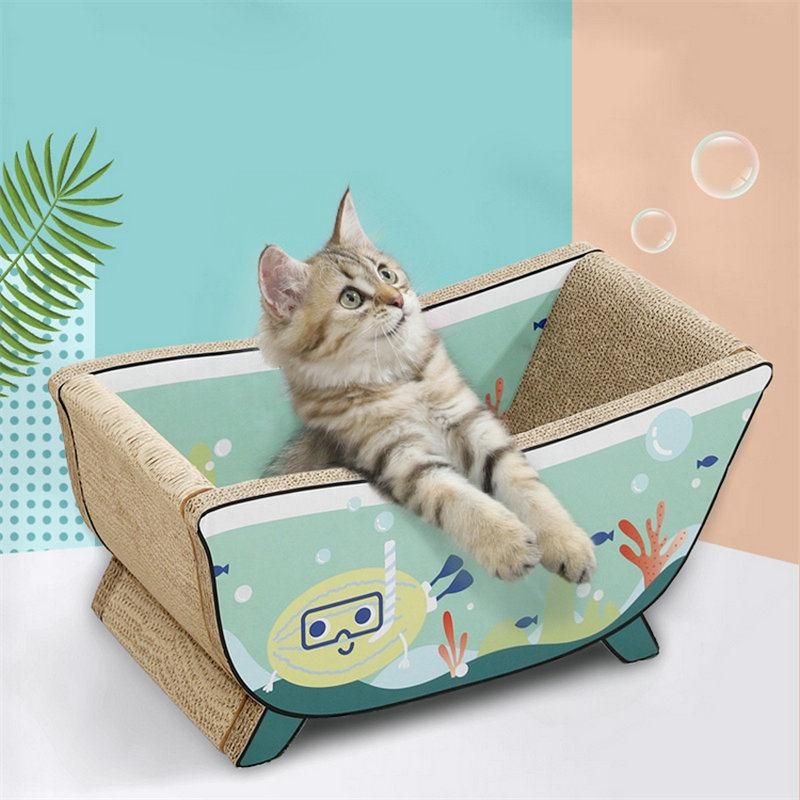 Nest Corrugated Paper Bathtub Cat Scratching Board Crumbs Cat Claw Board Wbb18606