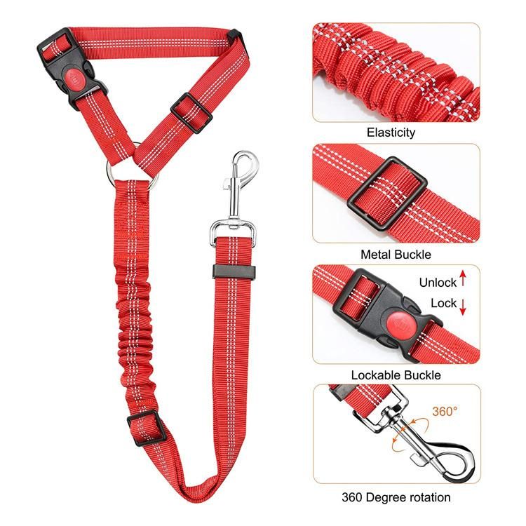 Adjustable Buckle Reflective Elastic Bungee Dog Seat Belt Leash