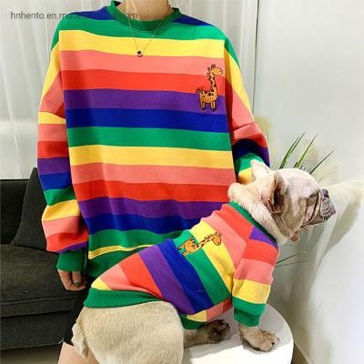 Spring Autumn Winter Pet T-Shirt Pets Rainbow Cloths Dog Clothes Clothing Dog Owner Matching Clothes