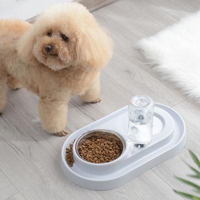 Pet Feeder Bowl Cat Food Bowl with Automatic Water Feeding Bottle