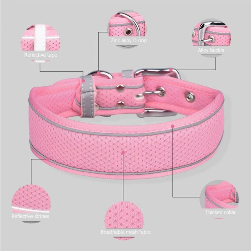 Dog Collar Breathable Mesh Pet Collar with Adjustable Buckle