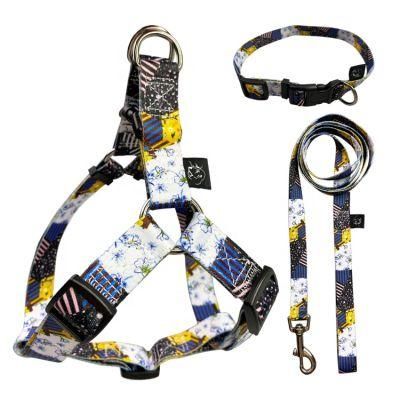 Manufacturer Custom Dog Harness Collars Leashes Set, Sublimation Polyester Pet Leash and Collars Harness