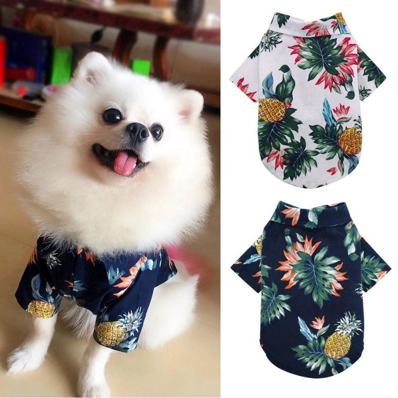 Hawaiian Style Cotton Printed Pet T-Shirt Dog Clothes Summer for Small Medium Dogs Cats