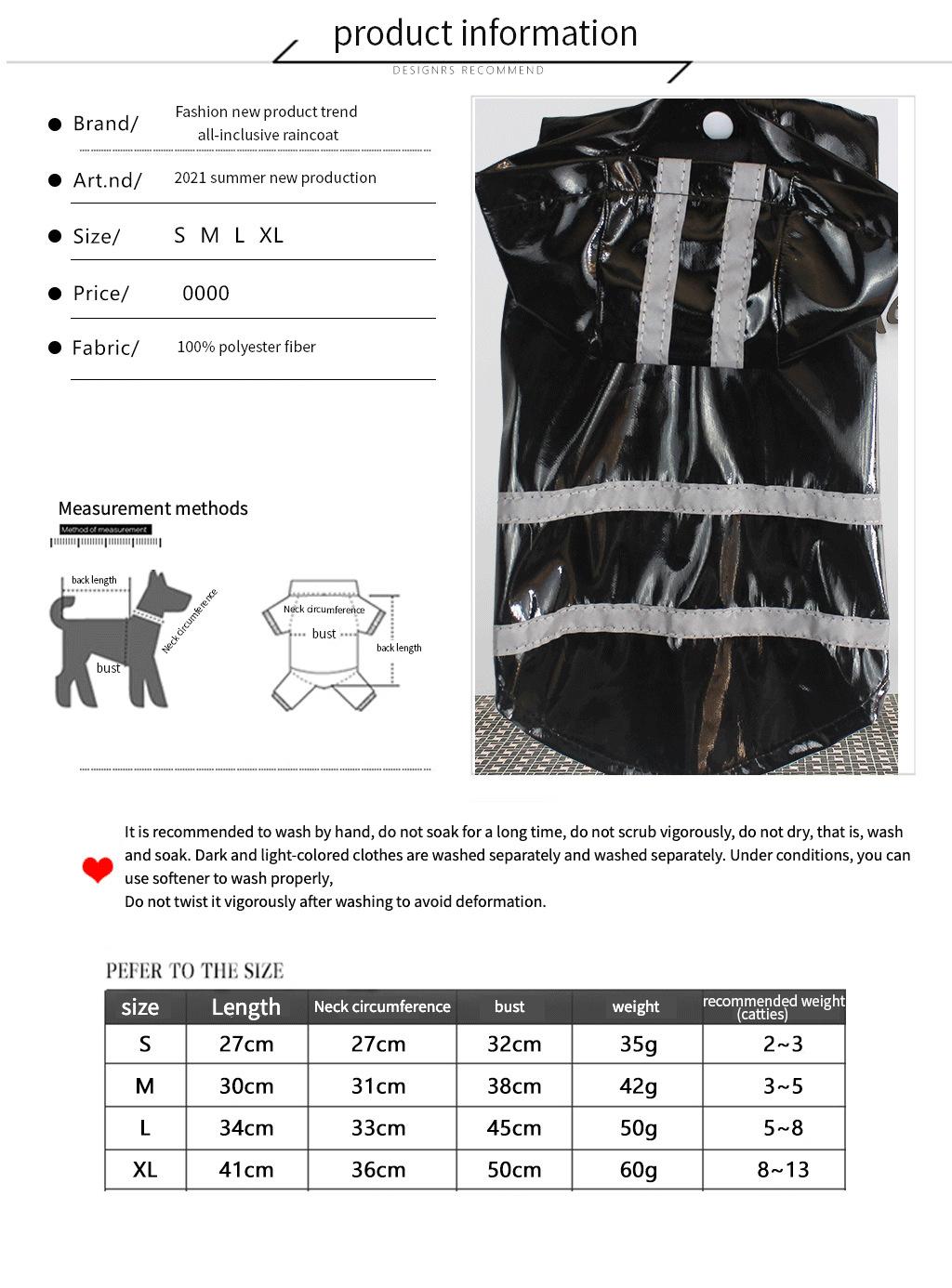 Small Dog Rain Coat Dog Clothes Waterproof PU Pet Dog Rain Coat Poncho Rainwear Raincoat Reflective Coat