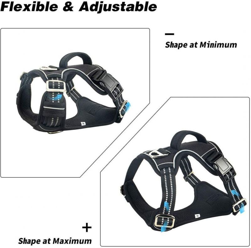 Black XL Dog Vest Harness with Vertical Handle and 5FT Leash Set