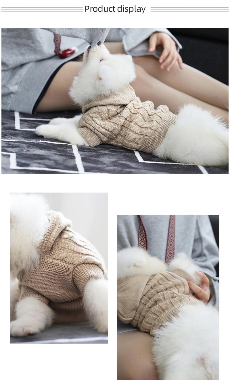 Warm Costume Knitted Braid Turtleneck Sweater Knitwear Outerwear Sweater Pet Dog Clothes for Dogs & Cats