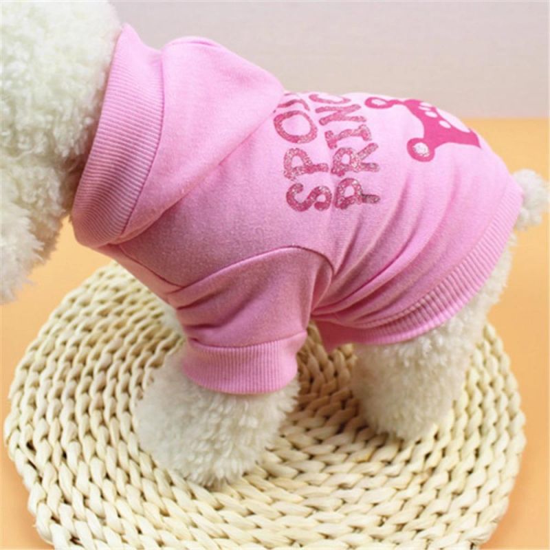 New Spring Autumn Pet Clothes Teddy Pomerang Pink Princess Hooded Cat Dog Clothes