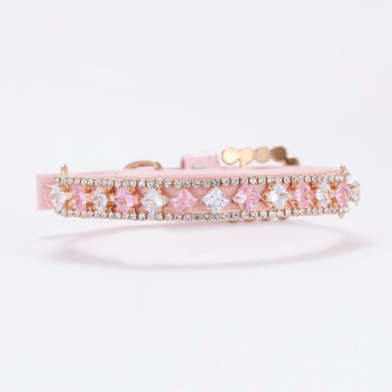 Diamond Pink Bling Dog Collar Luxury Dog Collars Designer Cat Jewelry Necklace Pet Accessories