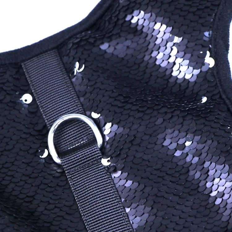 Retractable Silver Sequin Characteristic Dog Harness