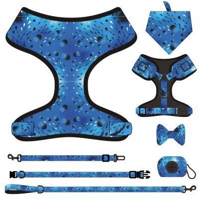 Hot Selling Factory Custom Seven-Piece Set of Marine Fish Pet Collar, Pet Harness, Pet Rope, Bow Tie, Safety Rope