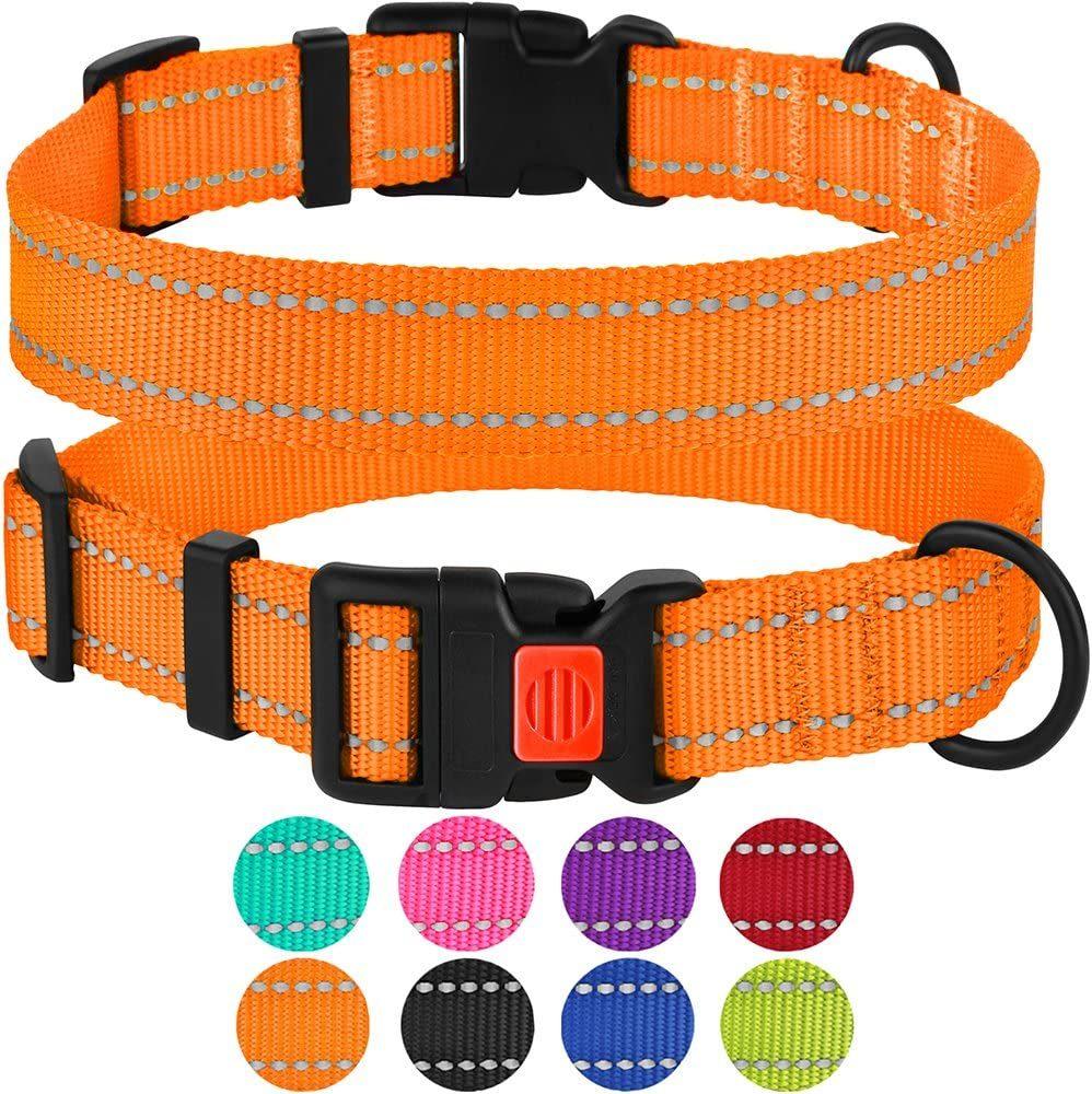 Reflective Dog Collar with Buckle Adjustable Safety Nylon Collars for Dogs