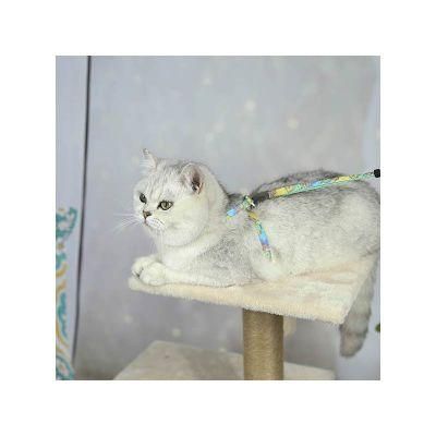 Outdoor Convenient Adiust Neck and Chest Size Roundess Pattern Cat Harness and Leash