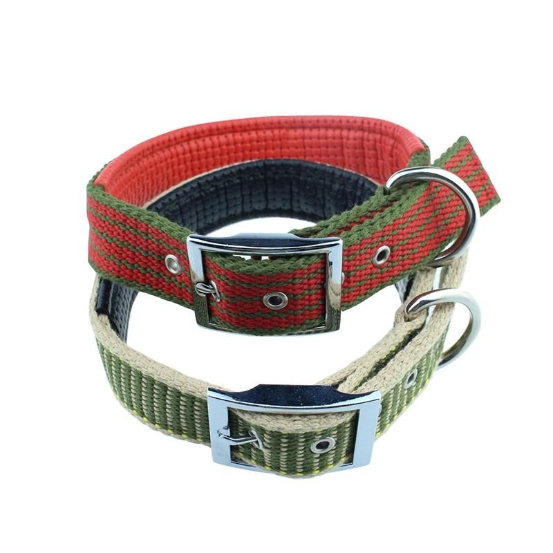 Custom Logo Cotton Dog Collar Leather Padded Adjustable Pet Collar