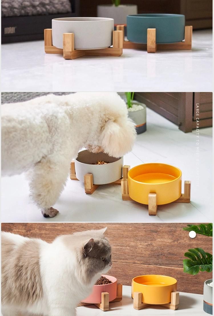 Wholesale Promotional Gift Custom Food Water Bowl Pet Feeder Cat Dog Feeding Bowl with Wooden Frame