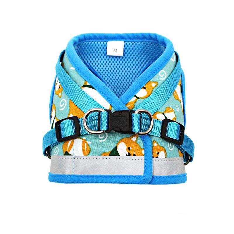 Reflective Dog Harness Vest for Small Medium Dogs Cartoon Print Mesh Pet Supplies