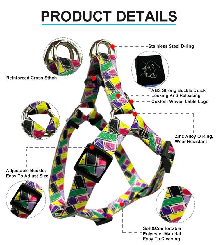 Amazon Top Seller Custom Design 2 in 1 Reversible Dog Harness and Leash