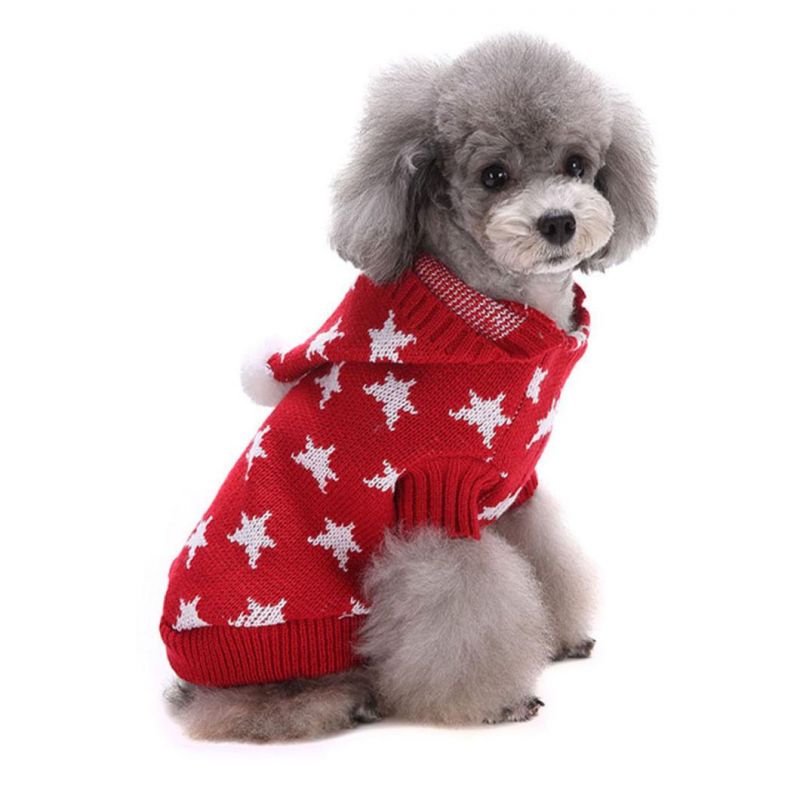 Little Stars Pattern Pet Sweater for Medium Small Hoodie Dog Sweater