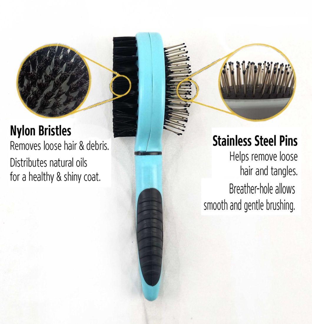 Uneasy to Break Handle Skin-Friendly Pet Brushes Conform to Ergonomics Long Short Hair Remover for Dog 2-in-1 Combo Hair Brush