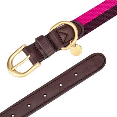 8 Colors Polyester Fabric Soft Genuine Leather Webbing 3/4&quot; Wide Dog Collar in Pink Grey, Small, Neck 12&quot;-15&quot;, Adjustable Collars Dogs