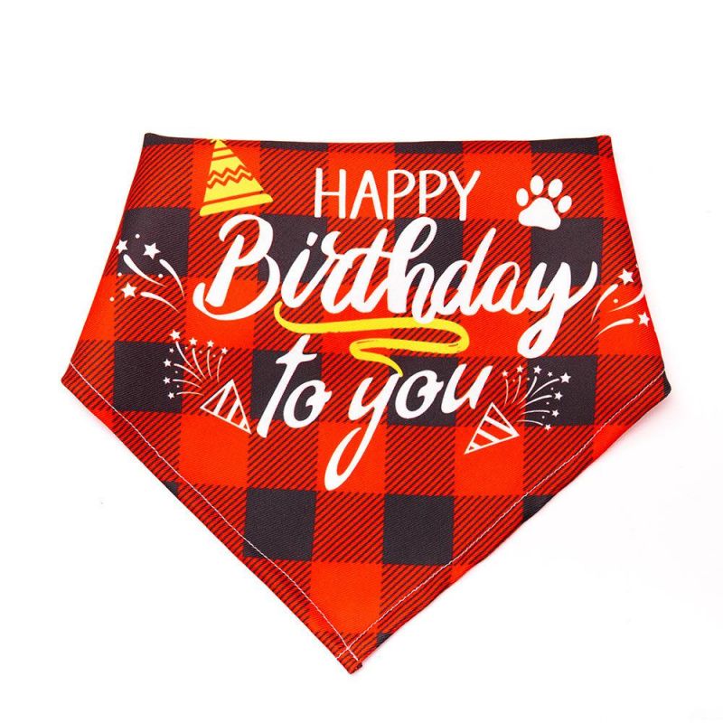 Pet Birthday Celebrate Scarf Washable Cotton Saliva Towel