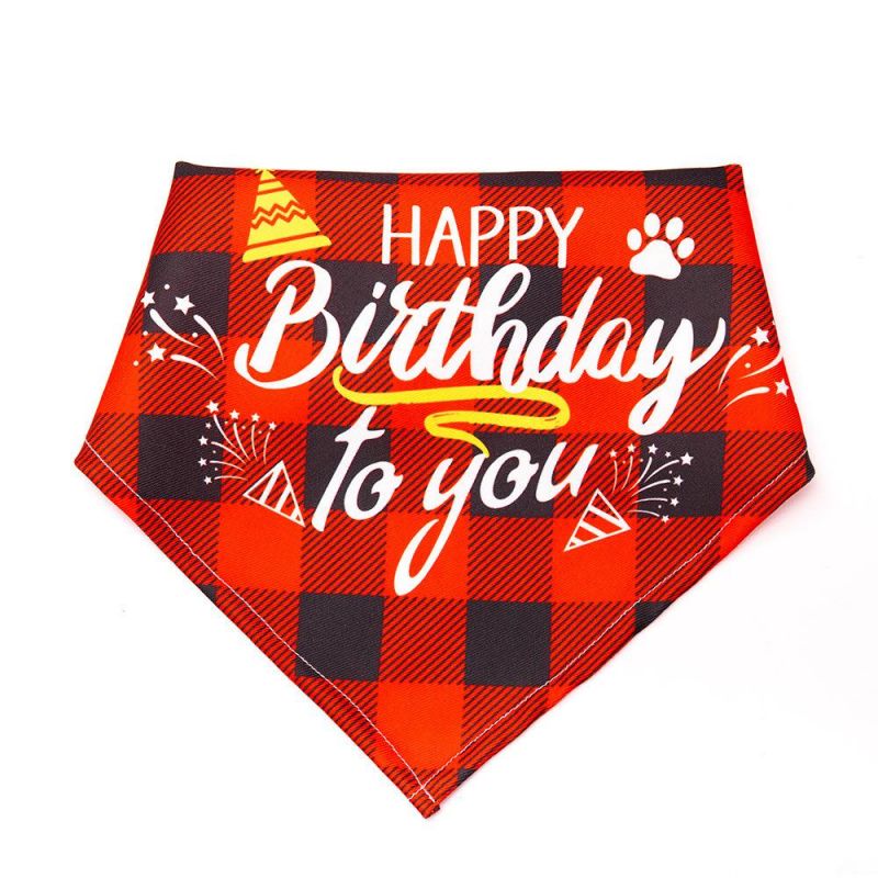 Pet Birthday Celebrate Scarf Washable Cotton Saliva Towel