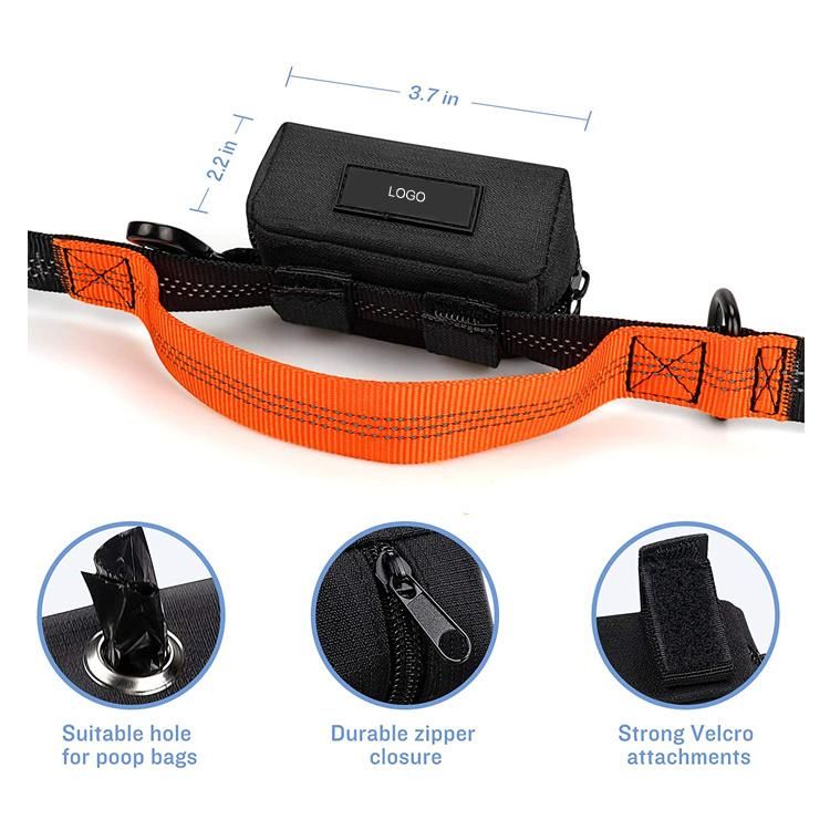 Dual Handle Nylon Reflective Bungee Hands Free Dog Leash