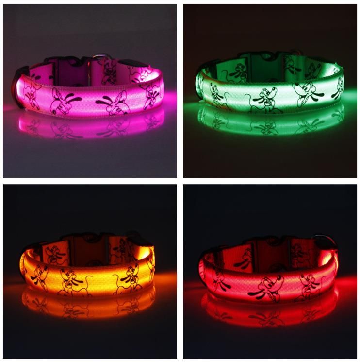 Wholesale Personalised Large Rechargeable, LED Flashing Light Pet Collar Waterproof Dog Collars//