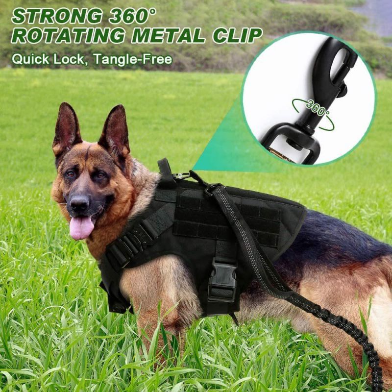 Tactical Bungee Dog Leash, Elastic Rope Lead with 2 Padded Traffic Control Handles