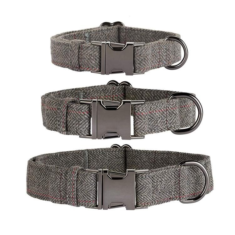 Hotsale Tweed Wool Fabric for Dog Collar and Leash and Poop Bagholder Set with Rose Gold in All Season